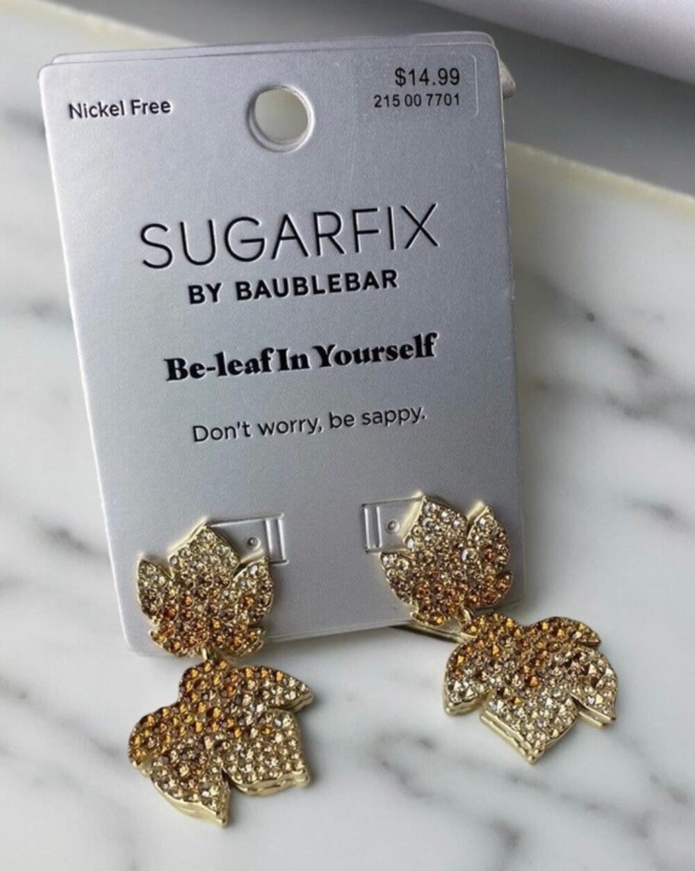 New Sugarfix by BaubleBar 'Be-leaf in Yourself' Autumn Leaves Earrings